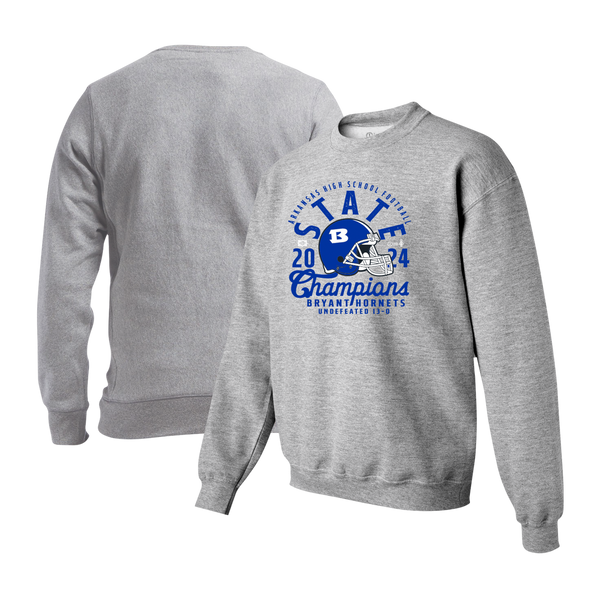 Bryant Hornets 2024 Football Mascot Overlay Champions Youth Crewneck Sweatshirt