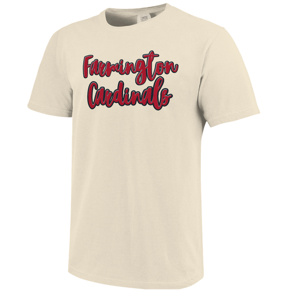 Farmington Cardinals Script Outlines Comfort Color T-Shirt