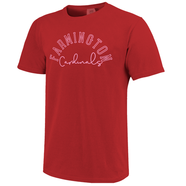 Farmington Cardinals Simple Script Outline Comfort Color T-Shirt