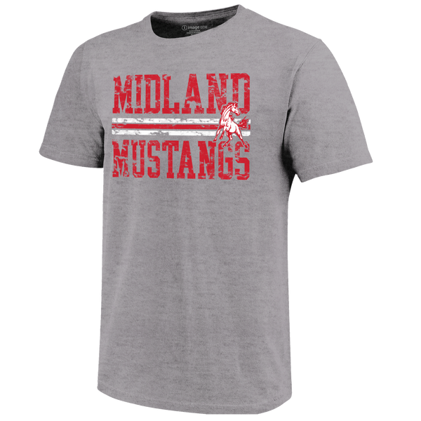 Midland Mustangs Distress Overlay Unisex Cotton T-Shirt