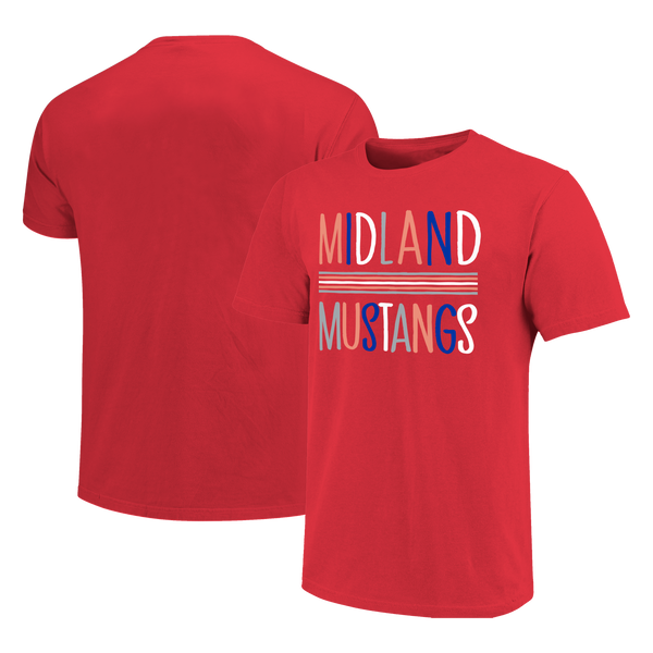 Midland Mustangs Color Sketch Letters Unisex Cotton T-Shirt