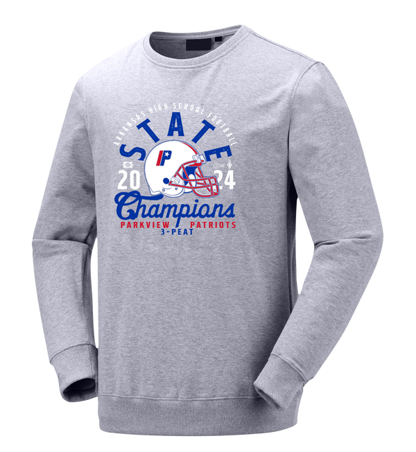 Parkview Patriots 2024 Football Mascot Overlay Champions Crewneck Sweatshirt