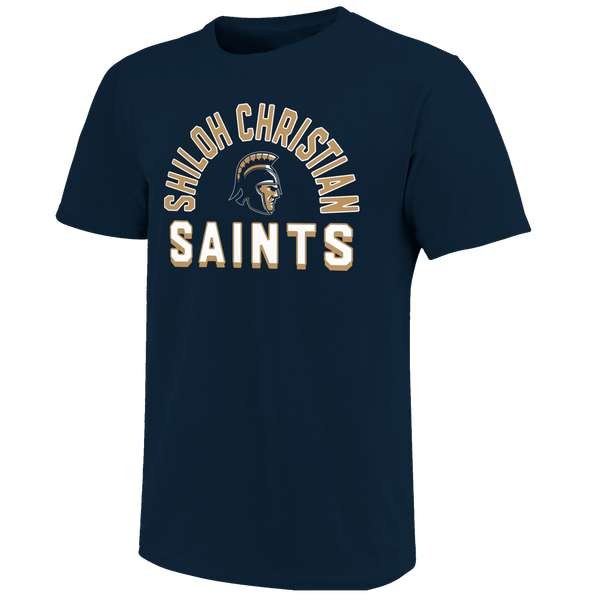 Shiloh Christian Saints Arch Mascot Logo Unisex Cotton T-Shirt