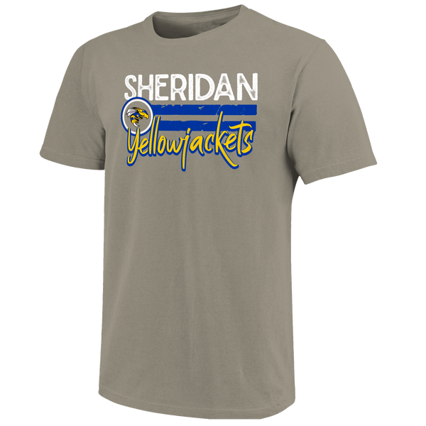 Sheridan Yellowjackets Distressed Lines Short Sleeve T-Shirt