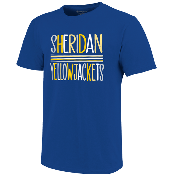 Sheridan Yellowjackets Color Sketch Letters Short Sleeve T-Shirt